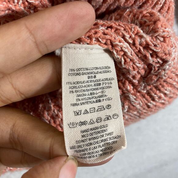 Free People Sweater XS Pink Chunky Marled Knit Long Sleeve Pullover Star Dune - Picture 10 of 11